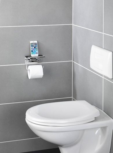 Wenko, uchwyt na papier toaletowy z półką na tablet, smartfon, 2w1