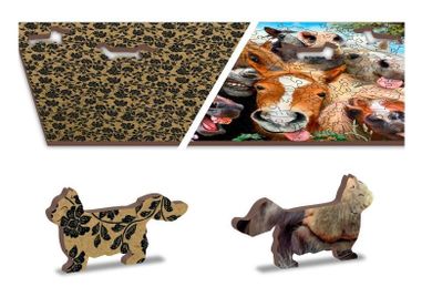 Wooden.City, Wesołe Selfie-Konie, rozmiar L, drewniane puzzle z figurkami, 300 elementów