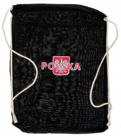 Worek z motywem patriotycznym, bawełniany, czarny