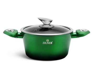 Zilner, garnki z powłoką granitową, 15 elementów, emerald noir