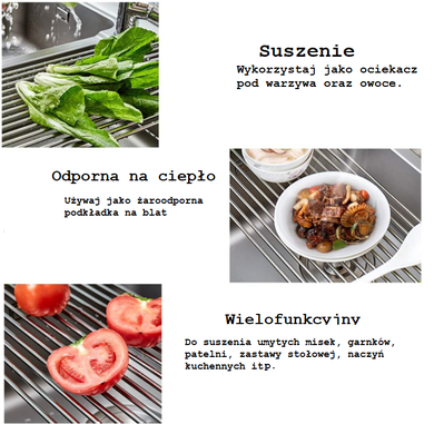 Zwijany ociekacz do naczyń i warzyw, suszarka do naczyń, zwijana mata, czarna