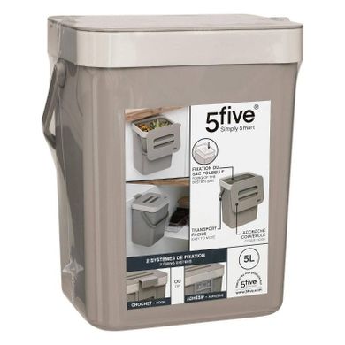 5five Simply Smart, Plast, kompostownik kuchenny na drzwi, 5l