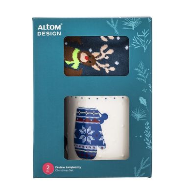 Altom Design, zestaw kubek świąteczny nbc, granatowy, 500 ml, ze skarpetkami, rozmiar 35-44