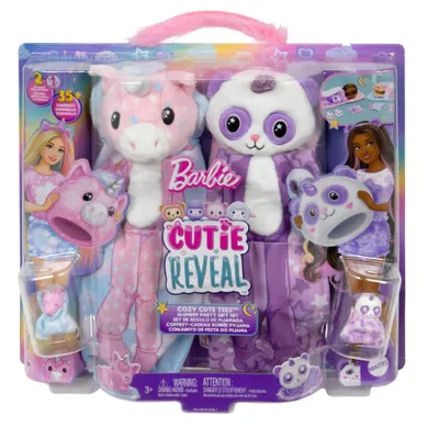 Barbie, Cutie Reveal, Piżama Party, zestaw prezentowy, 2 lalki z akcesoriami