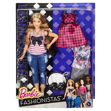 Barbie Fashionistas, Modne przyjaciółki, 37 Everyday Chic, Curvy, lalka z ubrankami, zestaw