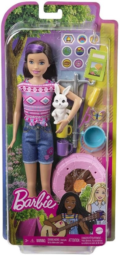 Barbie, Kemping, Skipper i zwierzątko, zestaw z lalką i akcesoriami
