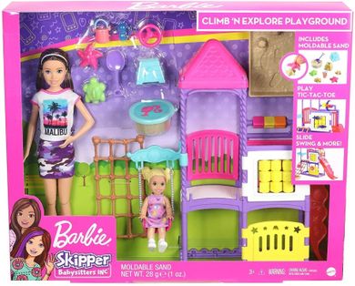 Barbie, Klub opiekunek, Plac zabaw, zestaw z lalką Skipper, figurką i akcesoriami