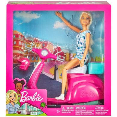 Barbie, lalka i skuter, zestaw