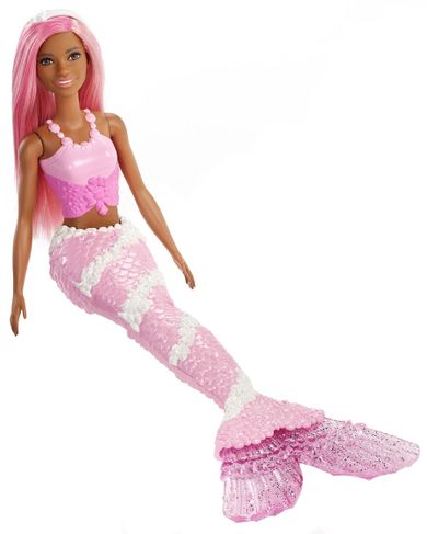 Barbie, lalka syrenka, różowe włosy