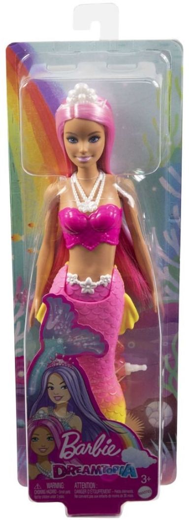 Barbie, lalka syrenka, różowo-żółty ogon