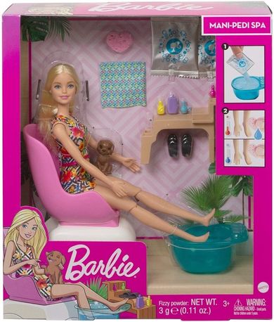 Barbie, Mani-pedi Spa, zestaw do zabawy z lalką i akcesoriami