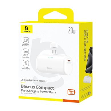 Baseus, Powerbank, Compact 5000mAh USB-C, biały