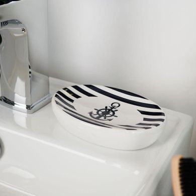 Bathroom Solutions, zestaw łazienkowy ceramiczny, biały marynistyczny, 4 elementy