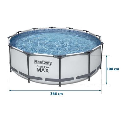 Bestway, basen ogrodowy stelażowy, zestaw 10w1, 366-100 cm