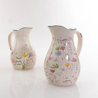 Boltze Home, wazon ceramiczny typu dzbanek, Florina, biały, wys. 18 cm