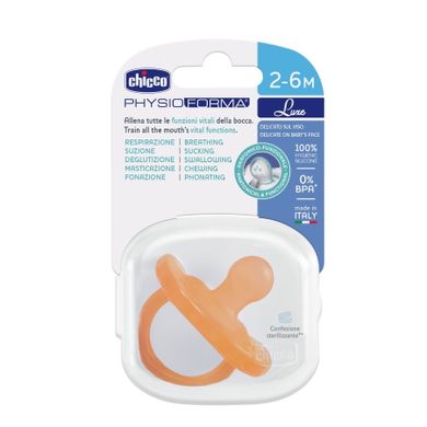Chicco, Physioforma, Soft Luxe, smoczek uspokajający, pomarańczowy, 2-6 m