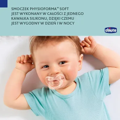 Chicco, Physioforma, Soft Luxe, smoczek uspokajający, pomarańczowy, 6-16 m, 2 szt.
