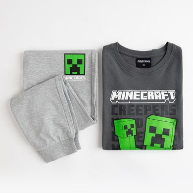 Cool Club, Piżama chłopięca, szara, Minecraft