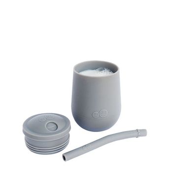 EZPZ, silikonowy kubeczek ze słomką Mini Cup + Straw Training System, 120 ml, szary