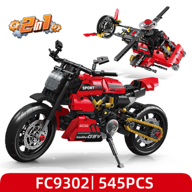 Forange, czerwony motocykl 2w1, klocki konstrukcyjne, 545 elementów