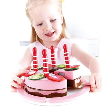 Hape, Tort urodzinowy dwusmakowy, klocki drewniane, 23 elementy