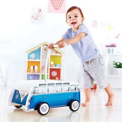 Hape, Volkswagen, T1, chodzik klasyczny, drewniany, niebieski