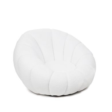 Homla, Douill, Fotel obrotowy ecru w tkaninie TEDDY, 94-88-62 cm, 869414