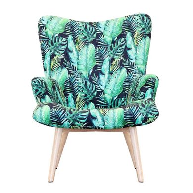 Homla, Moss, Fotel welurowy z motywem liści, 70-95 cm, 977835