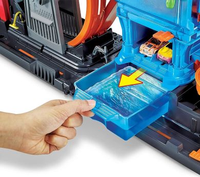 Hot Wheels City, Color Reveal, Megamyjnia - Atak ośmiornicy, zestaw do zabawy z funkcją zmiany koloru