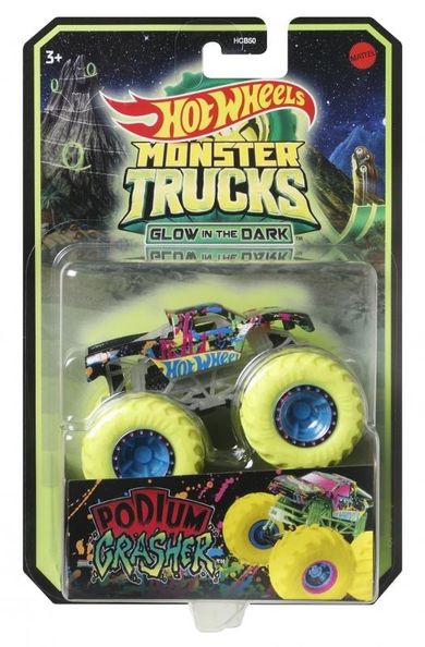 Hot Wheels, Monster Trucks, auto świecące w ciemności, skala 1:64, 1 szt.