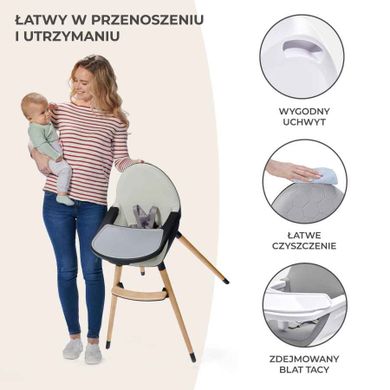 Kinderkraft, Fini, krzesełko do karmienia, 2w1, Full Grey