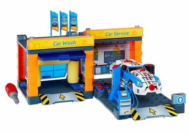 Klein, Hot Wheels, stacja serwisowa z myjnią i samochodem do skręcania