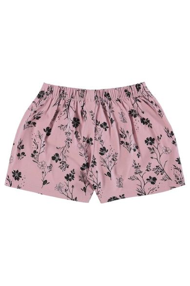 Komplet dziewczęcy, Bluzka z krótkim rękawem, crop top, Szorty, różowy, Quimby