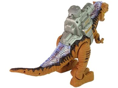 Lean Toys, interaktywny dinozaur z katapultą, brązowy