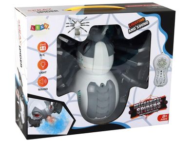 Lean Toys, pająk zdalnie sterowany, biało-siwy