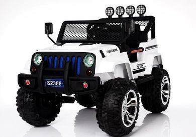 Lean Toys, Samochód Jeep, pojazd na akumulator, biały