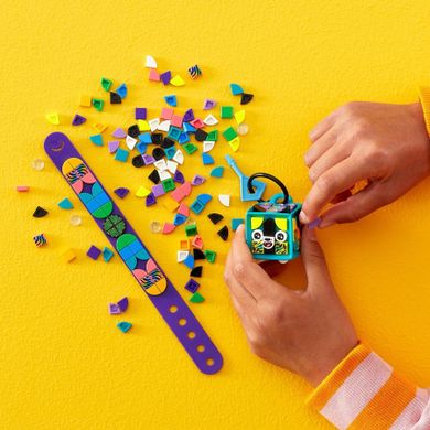 LEGO DOTS, Neonowy tygrys - bransoletka i zawieszka na torbę, 41945