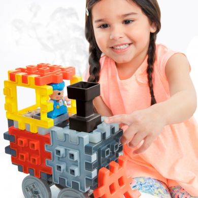 Little Tikes, Pociąg parowy, klocki wafle, zestaw, 177 elementów