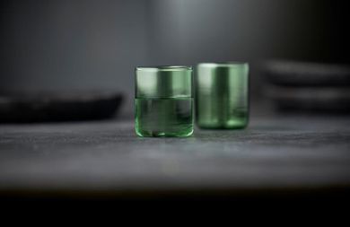 Lyngby Glas, Torino, kieliszki do wódki, zielone, 55 ml, 2 szt.