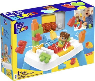 Mega Bloks, Stolik z klockami „Buduj i zrzucaj”, zestaw klocków, 25 elementów