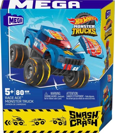 MEGA Hot Wheels, Monster Truck Race Ace, Kaskaderska sztuczka, klocki, 80 elementów