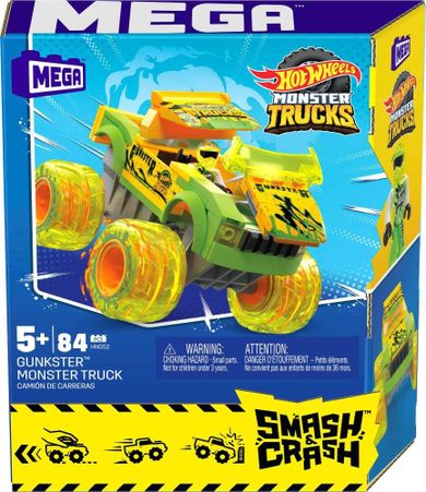 MEGA Hot Wheels, Monster Trucks, Gunkster, kaskaderski pojazd, klocki, 84 elementy