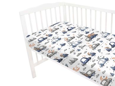 MimiNu, Samochodziki Niebieskie, pakiet wyprawkowy: 2-częściowy komplet pościeli, 90-120 cm, rożek, prześcieradło, okrycie kąpielowe, kocyk + gratis przytulanka sensoryczna