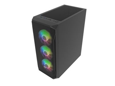 Natec, Fury Shobo SH4F RGB Midi Tower, obudowa komputerowa z oknem, czarna