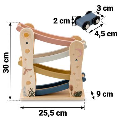 Nukido, drewniana zjeżdżalnia z samochodzikami