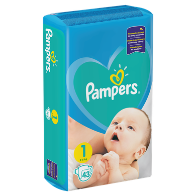 Pampers, New Baby, pieluchy jednorazowe, rozmiar 1, Newborn, 43 szt.