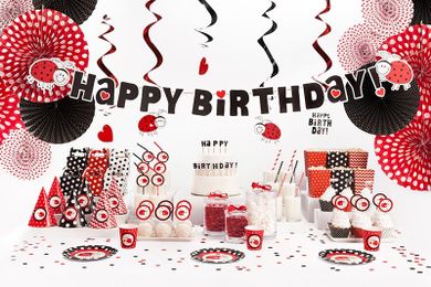 PartyDeco, Biedronka, ozdobne pudełka na popcorn, 7,5-7,5-12,5 cm, 6 szt.