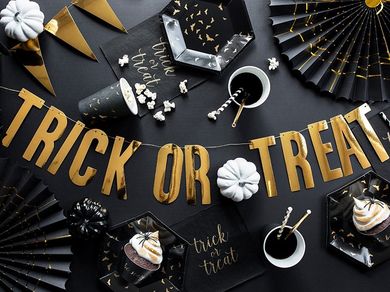 PartyDeco, Trick or Treat, serwetki papierowe na imprezę Halloween, czarne, 33 cm, 20 szt.