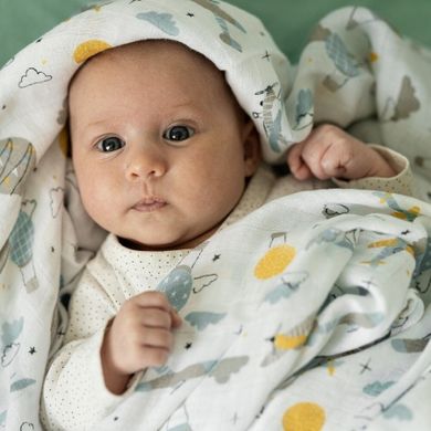 Petite&Mars, Moussy, zestaw pieluszek z muślinu bambusowego, Whale Song, 68-68 cm, 3 szt.