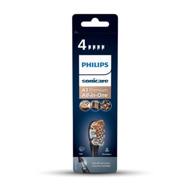 Philips, Sonicare, końcówki do szczoteczki, Premium all in one A3, czarne, 4 szt.